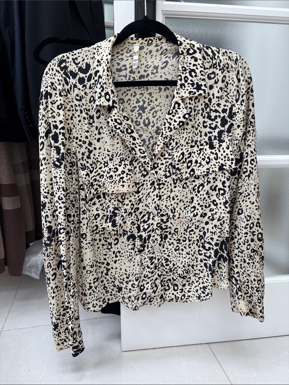 Zara Leopard Print Button-Up Blouse
